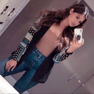 Scarf Printed Sleeve Blazer